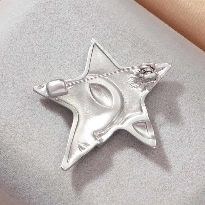 Image of Cool Figure Face Mask Brooch Pins for Women Unisex Silver Gold-Toned Brooches Lapel Pin Five-pointed Star Suit Collar Dress Accessories Vintage Scarf Decoration Christmas Halloween Jewelry