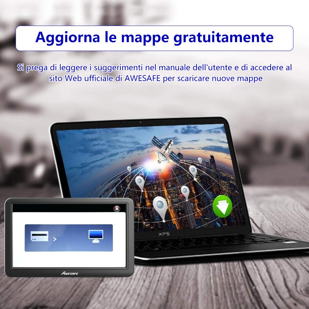 AWESAFE Bluetooth Navigatore Auto Camion con Telecamera retromarcia 7 Pollici GPS Navigatore con Trasmissione vocale, Mappa 2D/3D, Aggiornamenti Gratuiti delle Mappe a Vita