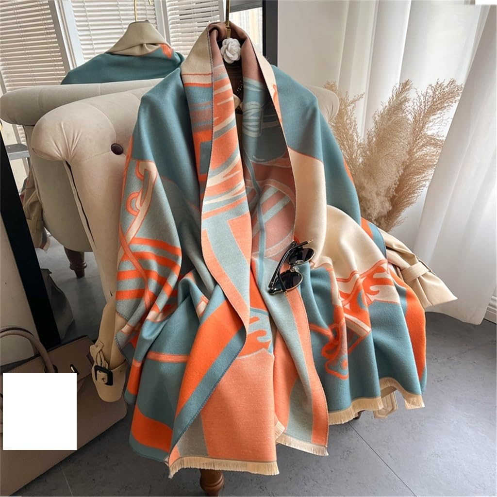 Bufanda de cachemira para mujer, chal grueso de invierno, manta cálida y capa azul