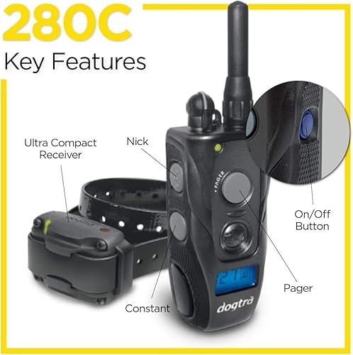Miniatura 3 de Dogtra 280C impermeable con control preciso de 127 niveles, pantalla LCD de 12 milla, collar electrónico para perros