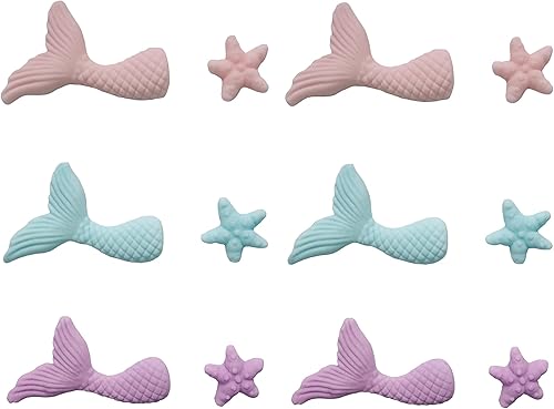 Sentovac 12 gránulos comestibles de sirena y estrella de mar para tartas | Decoración para pasteles y cupcakes | Gránulos comestibles para decorar