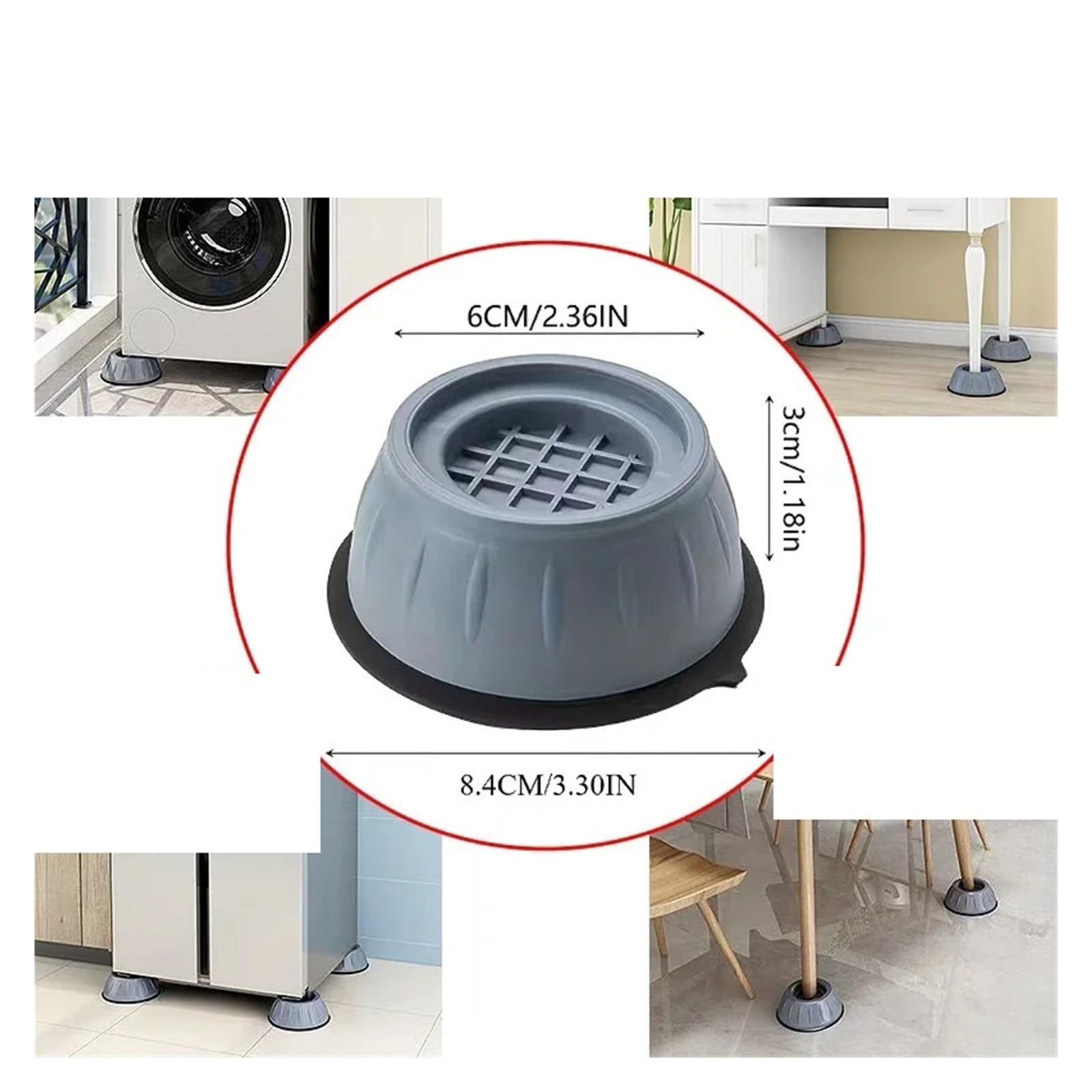 1/4/8 Stück Anti-Vibrations-Waschmaschinen-Fußpolster – Wasserdichte Slipstop-Silent-Rutschmatte, Möbelstützdämpferständer(8PCS)