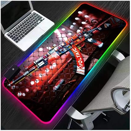 Amazon マウスパッド クールガンパターンゲーミングマウスパッド Rgbled大型コンピューターマウスパッドゲーマーナイトスターデスクキーボードマットパッドpcラップトップアンチスリップs600x300mm Hmeuse マウスパッド 通販