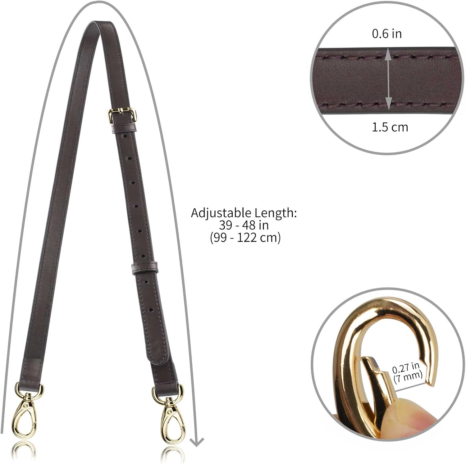 Allzedream Genuine Leather Purse Strap Replacement Crossbody Handbag Long Adjustable - Image 6