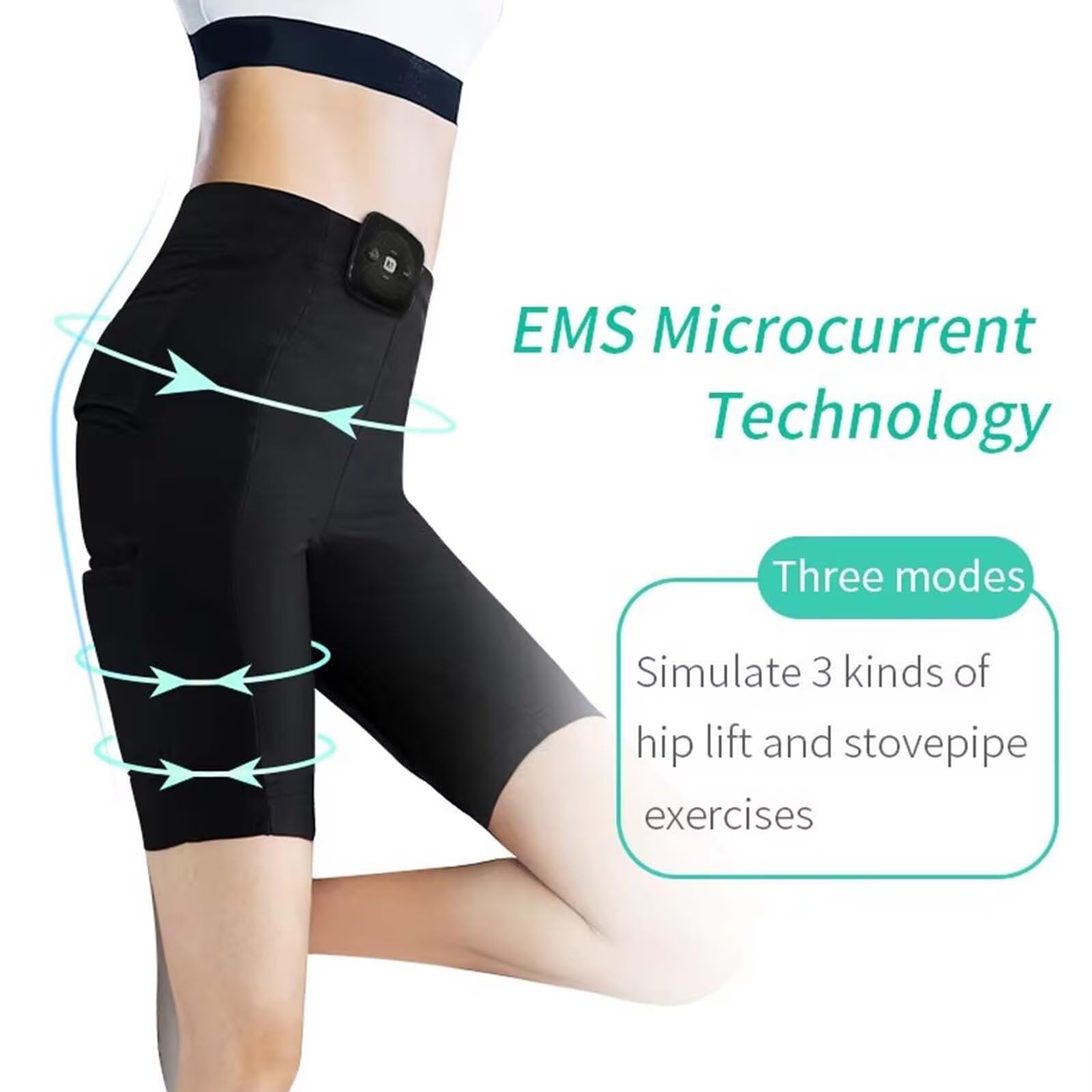 Pantaloncini Donna/Uomo Sport Vita Alta Sollevamento dei Glutei Shorts Palestra Corsa Yoga Running Fitness Allenamento Leggings Ems Muscle Trainer 3 Modalità 20 Intensità Regolabili Shorts Sportivo