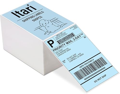 Itari Etiquetas para impresoras térmicas (azul bebé, 4 x 6 pulgadas)