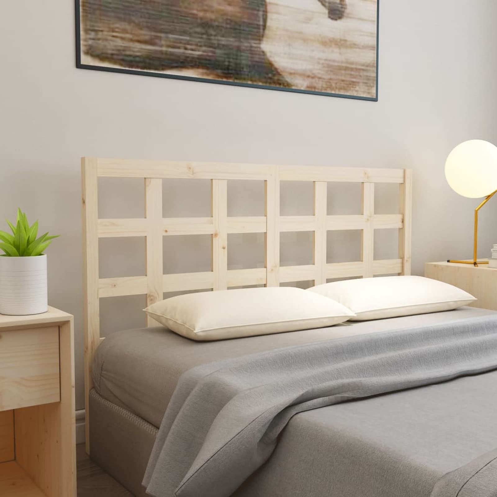 Testiera Per Letto In Legno Massello Di Pino - Bianco, Misure 165.5x4x100 Cm | Design Rustico, Supporto Per Schiena, Facile Da Montare
