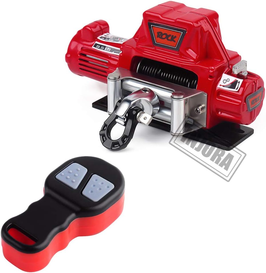 INJORA Metal Automatic Winch Wireless Remote Controller System for 1:10 RC Crawler Car Axial SCX10 90046 TRX4 Redcat (Black) : Toys & Games