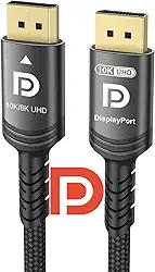 Cabo DisplayPort 2.1 10K 8K 54Gbps 5 FT, cabo DP para DP certificado 4K 240Hz 165Hz 144Hz 120Hz 10K 8K 120Hz Nylon trançado UHBR HDCP2.3 FreeSync G-Sync RTX5090 projetor para PC monitor de