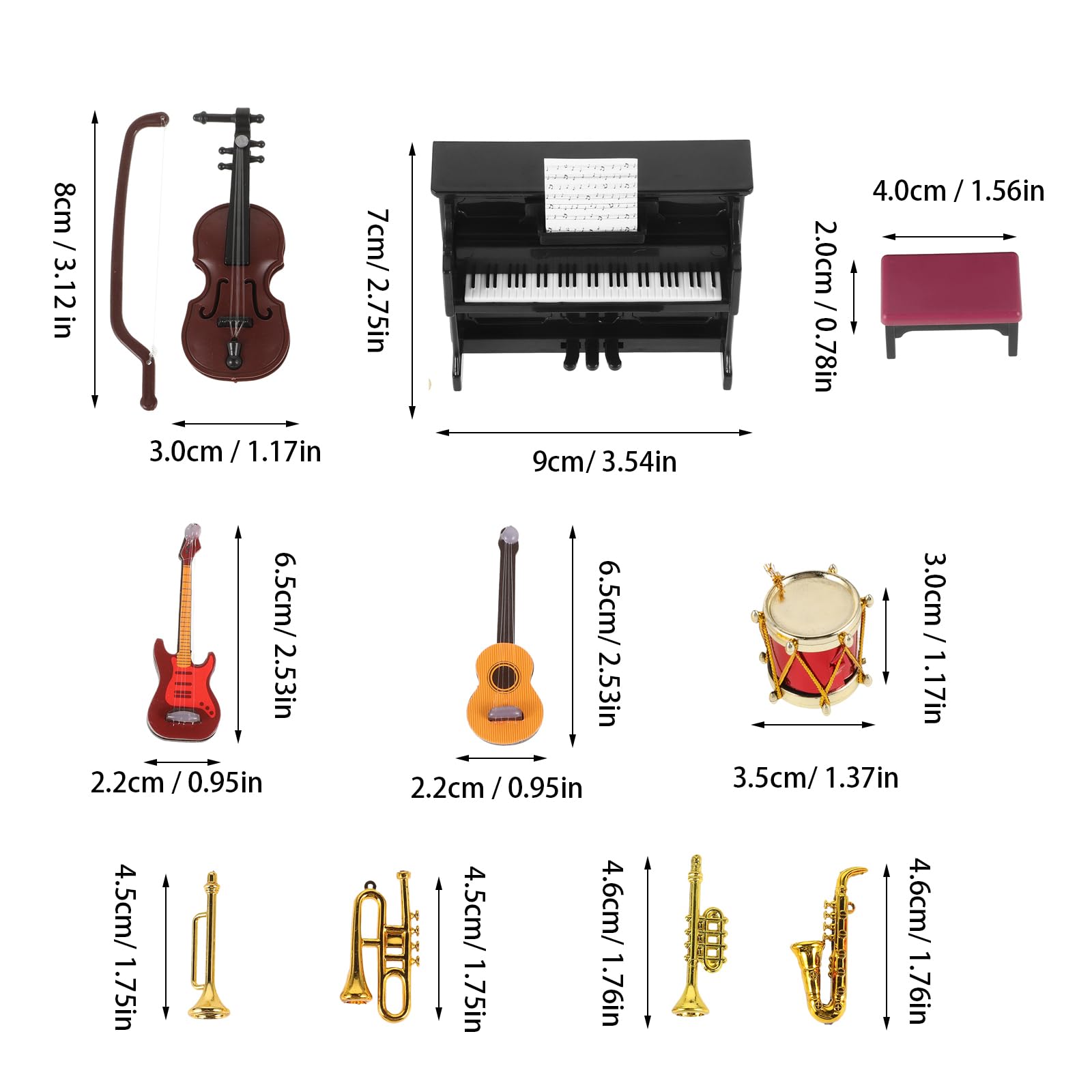 Toyvian Miniature Musical Instruments Set Mini House Accessory Dollhouse Decor Piano Violin Props Lightweight Durable for Diy Scenes Photography Display - Image 2