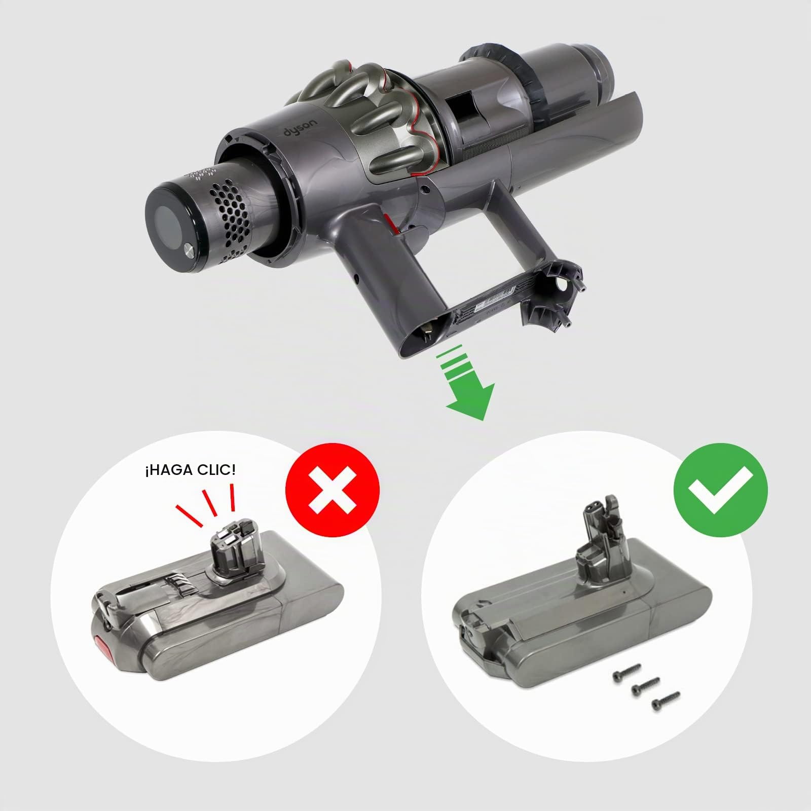 Dyson SV14 V11 Torque Drive Cuerpo Principal y ensamblaje de ciclón Grande, Gris