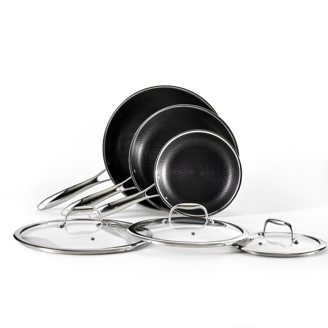 Image secondaire de Hexclad 7 pièces hybride inoxydable/antiadhésive Intérieur et extérieur batterie de cuisine Commercial Comprend Bonus Stri Fry