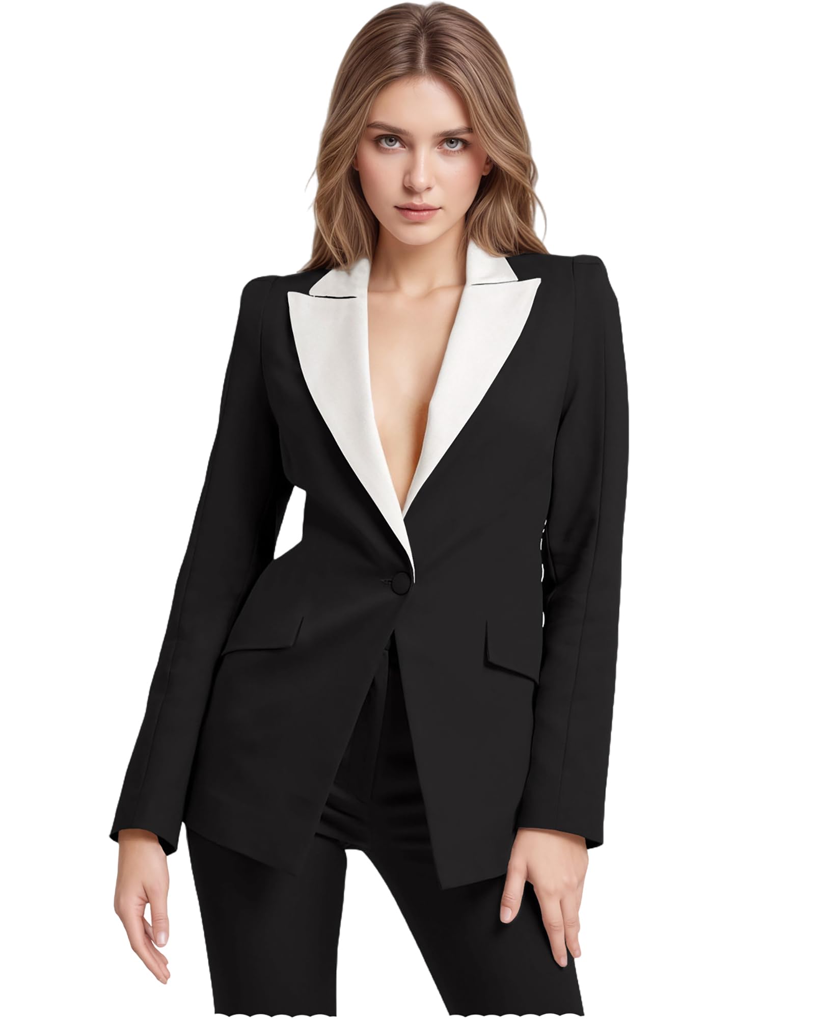 Womens 2 Piece Suit Slim Fit Suit for Women Professional Casual Pant Suits 2 Piece Business Dressy Tuxedo