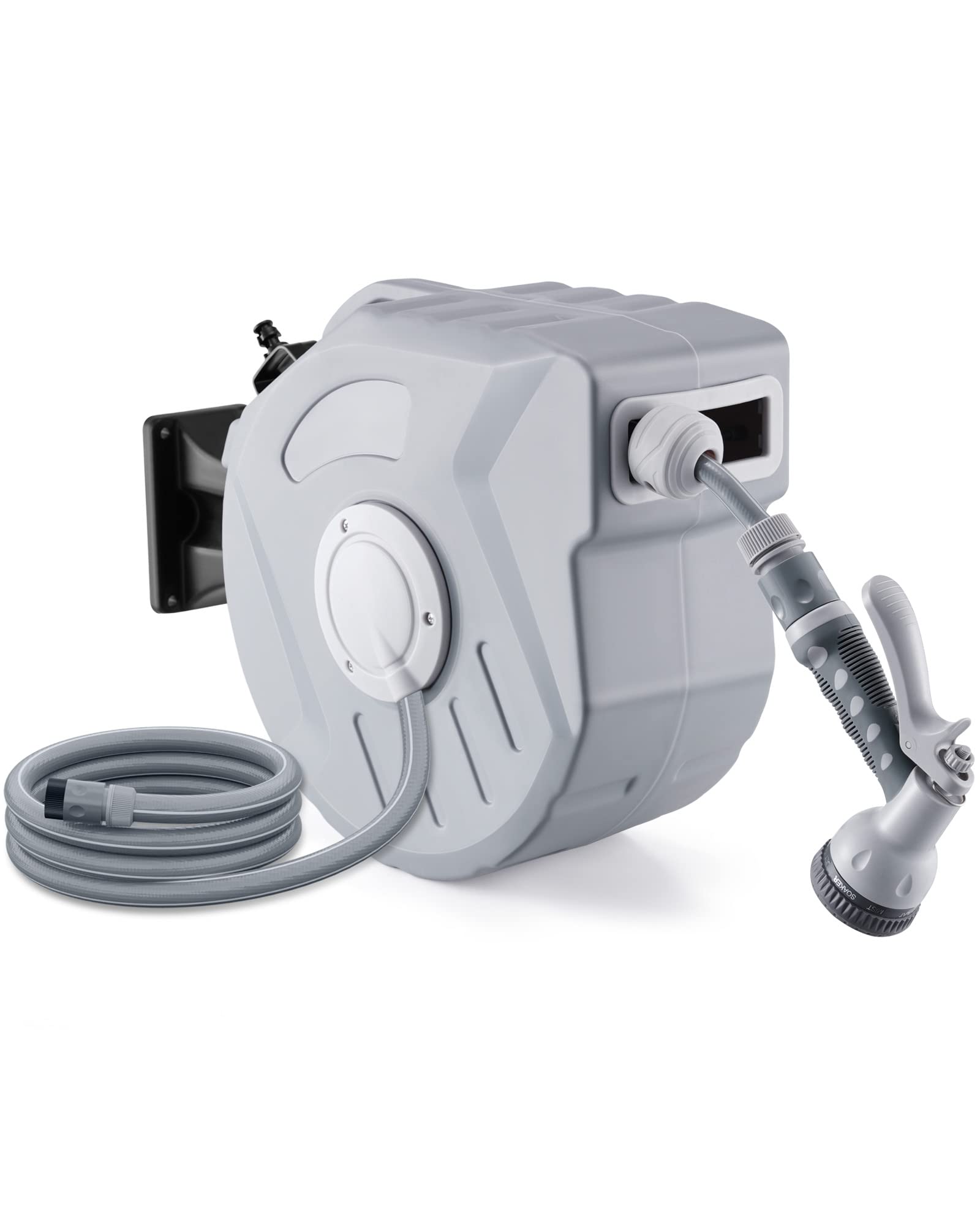 Buy JINLLY Retractable Garden Hose Reel, 65FT Wall ed Water Hose Reels with 9 Pattern Hose