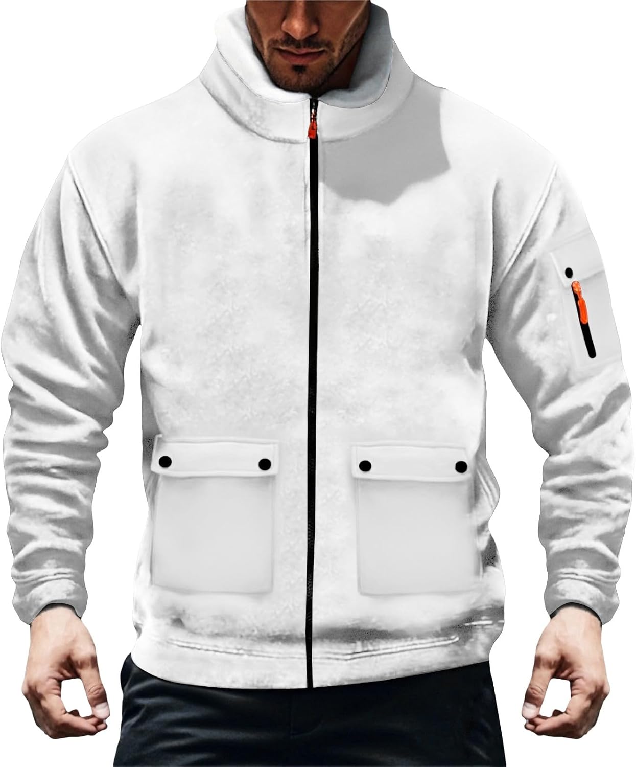 Men's Winter Warm Sherpa Fleece Jackets Hiking Windbreaker Outerwear Big and Tall Thermal Warm Full Zip Work Jackets