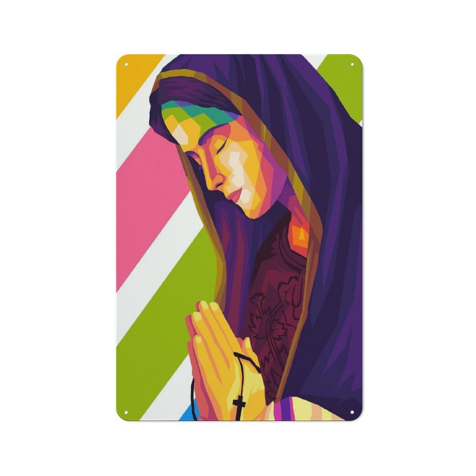 Junmoney Mother Maria Artwork Rustic Metal Plaque 30X20cm For Hobby Room Or Studio, For Creative Interior Collectors