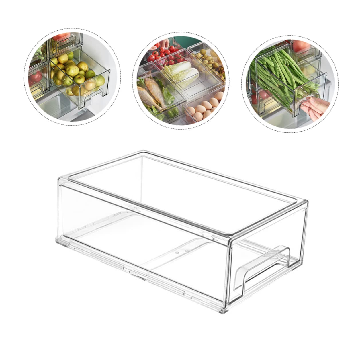 jojofuny Kühlschrankbox aus Pet mit Großer Kapazität Transparent und Leicht Herausnehmbar Schubladenbox für Gemüse und Geriebenen Käse Geeignet für Vorratskammer und Gefrierschrank