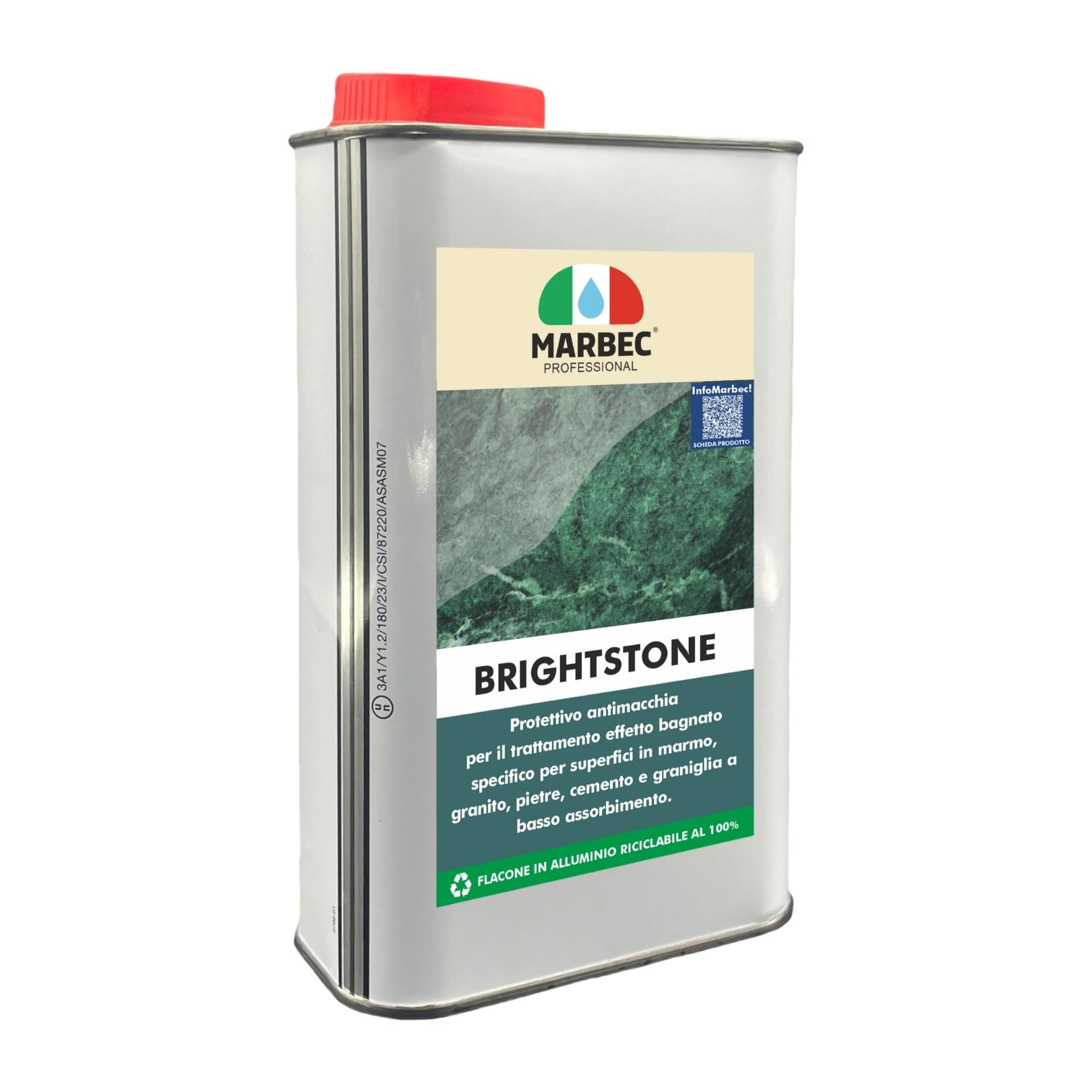 MARBEC BRIGHTSTONE 1LT Protettivo antimacchia per il trattamento effetto bagnato specifico per marmo, granito, pietre, cemento e graniglia a basso assorbimento.