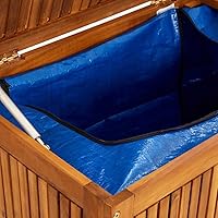 Vista 5 de vidaXL Caja de almacenamiento de madera para exteriores con tapa de elevación de gas, baúl de terraza con bolsa impermeable con cremallera