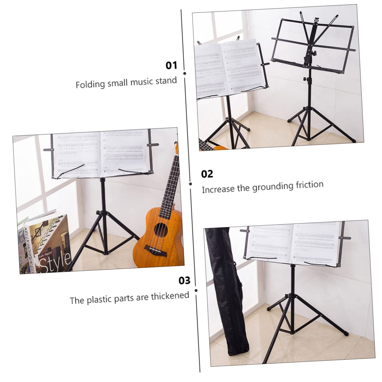 Supporto Per Spartiti Musicali e Portatile Struttura Telescopica Per Chitarra Violino e Pianoforte Per Musicisti Movimento
