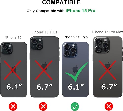 Miniatura 7 de TENDLIN Funda magnética compatible con iPhone 15 Pro, diseño de textura de fibra de carbono, diseño híbrido de cuero (compatible con MagSafe), color