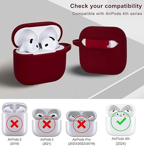 Miniatura 3 de Funda compatible con AirPods 4, funda protectora de silicona para Airpod 4 con llavero brillante, funda para auriculares inalámbricos Apple AirPods