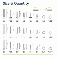 Vista 2 de Surtido de 1080 piezas, tornillos métricos M2 M3 M4, tornillos de cabeza hexagonal con socket, tornillos, tuercas y arandelas de acero inoxidable