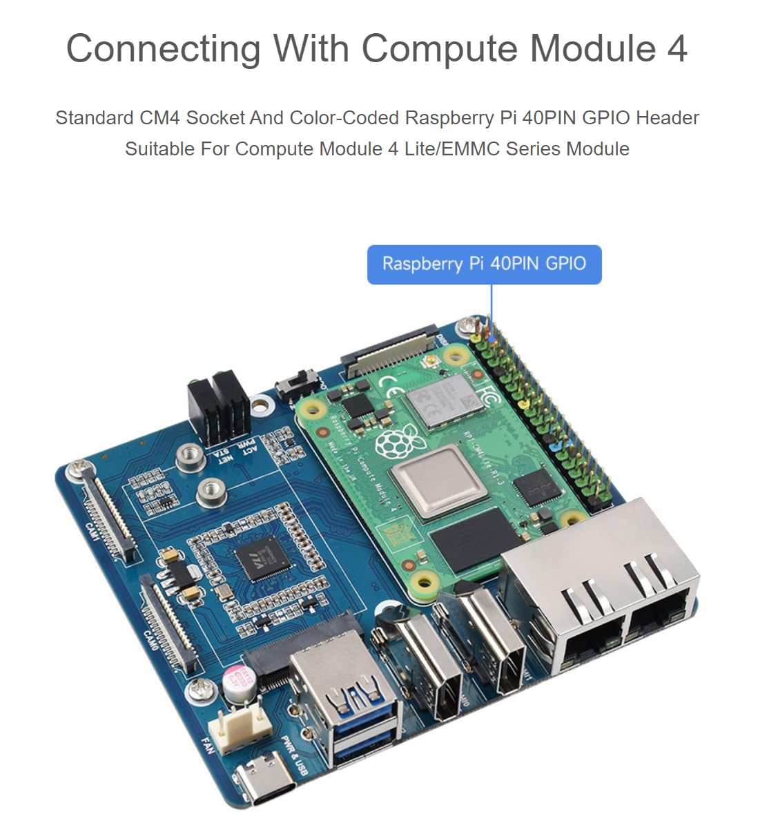 Scheda base Dual Gigabit Ethernet 5G/4G progettata compatibile con Raspberry Pi Compute Module 4 o integrata nei prodotti finali…