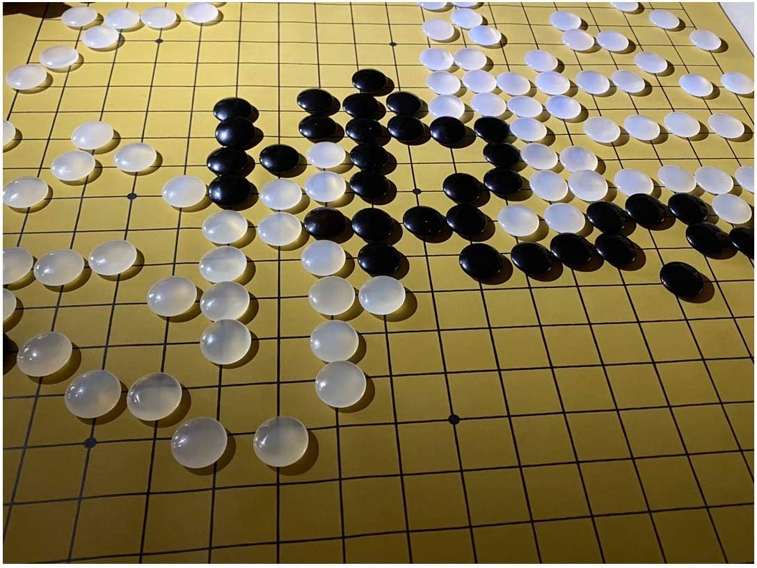 Juego Weiqi Go, Tablero de Caja de Regalo Piedras de melamina convexas Individuales y Juego de Cuencos, Juego de Mesa de Estrategia clásico
