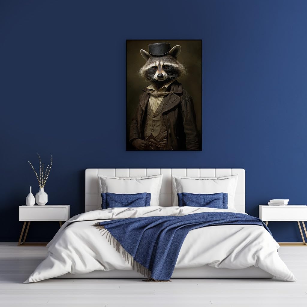 Canvas for Living room. Dapper Raccoon's Evening Attire Elegance Unveiled Against Dark Ambiance, 27 x 18 inch Canvas Wall Art - Contemporary Masterpieces - Modern Home Decor - 69x46 cm (27x18 inch)