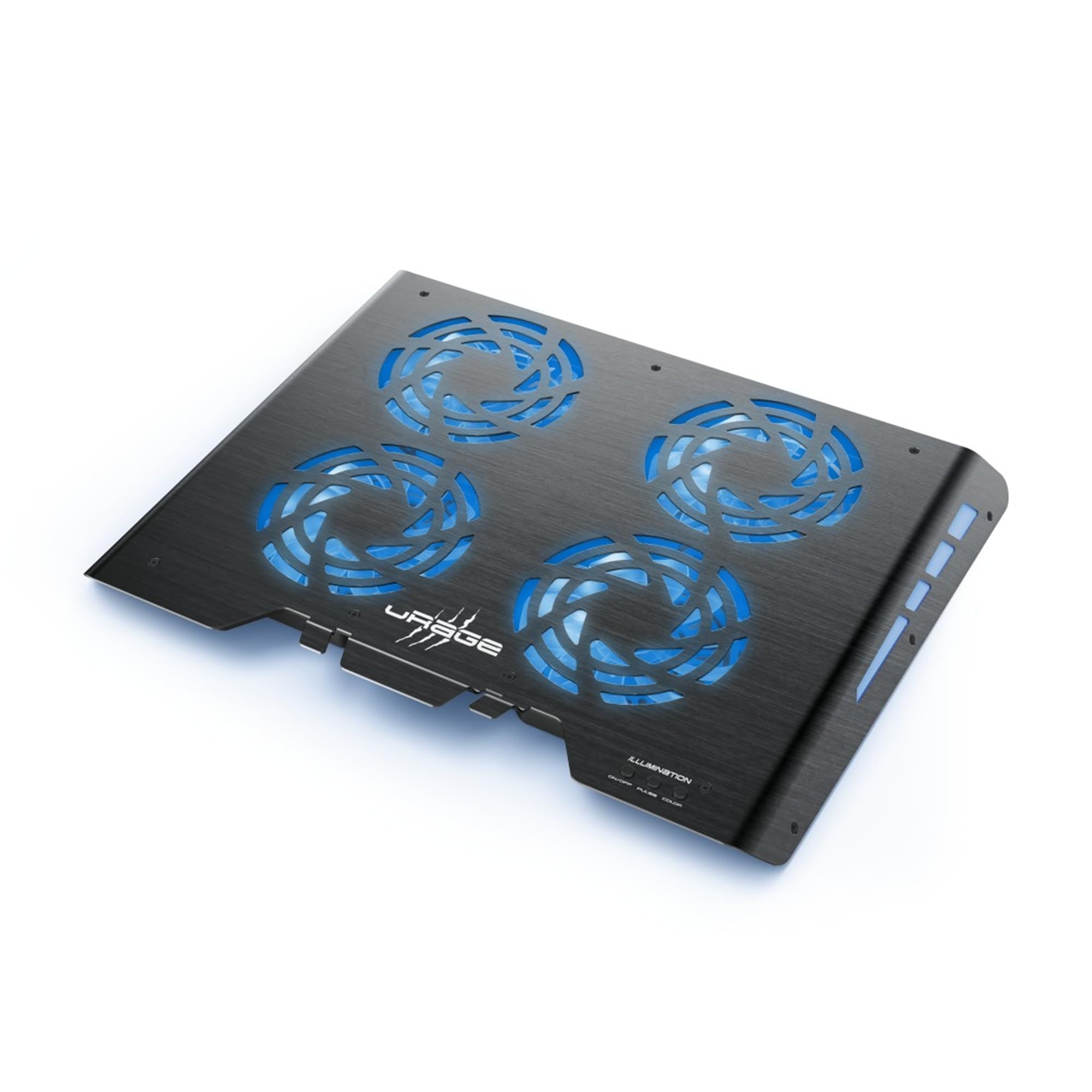 uRage Gaming-Notebook-Kühler Freezer 600 Metal, 4 leistungsstarke Lüfter, LED-Beleuchtung, für Notebooks bis 17,3'', Oberfläche aus Metall, Aluminiumgehäuse, rutschfest, schwarz