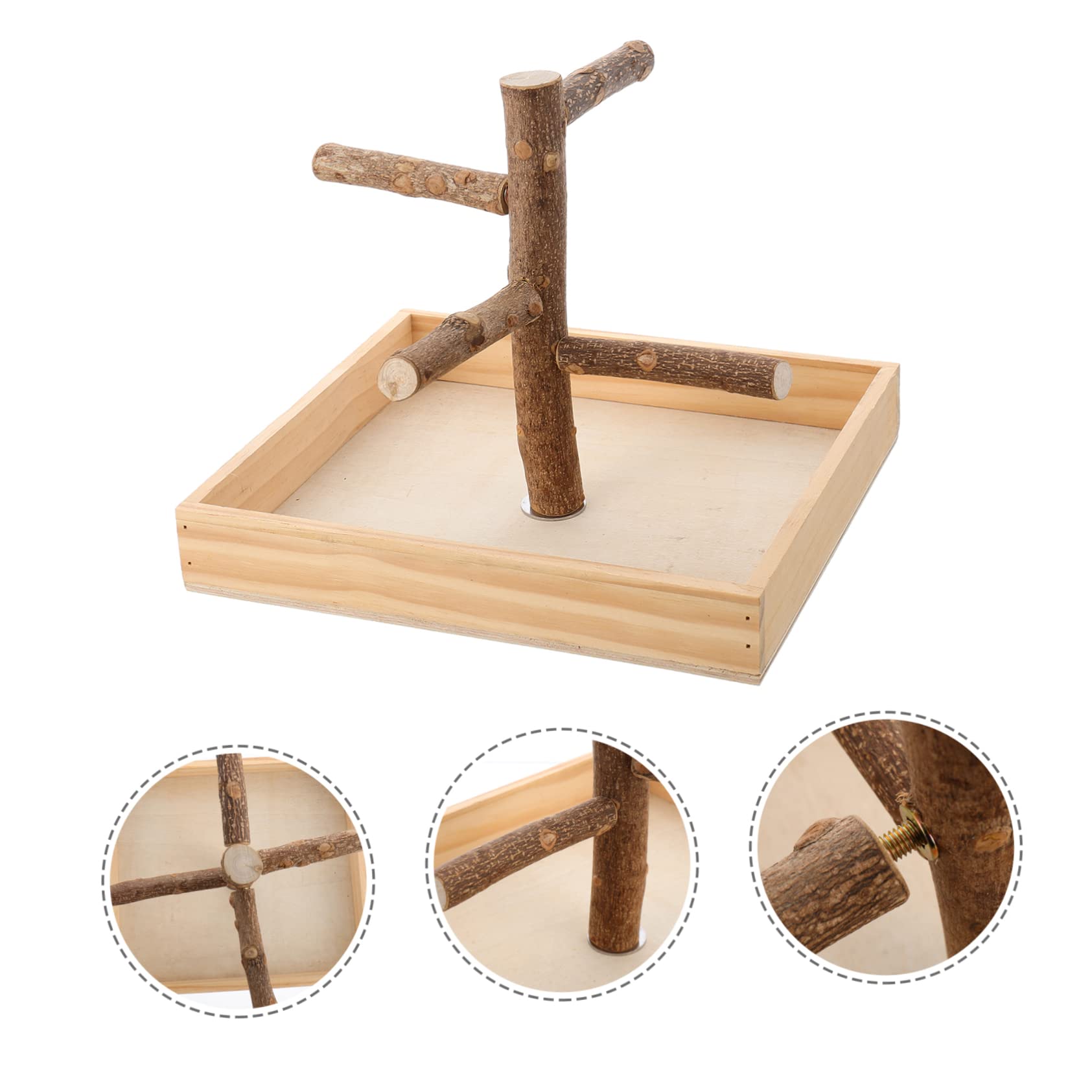 Percha de Madera para Loros, Juguete de Escalada y Soporte | Beige, para Periquito y Agapornis, Portátil, Ayuda al Ejercicio Equilibrio