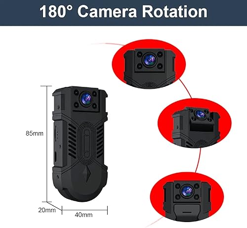 Miniatura 2 de OVEHEL Mini cámara corporal de 64 GB Spy Nanny Cam HD 1080P Video Body Cámara con visión nocturna 6H Auto sobrescritura 1200 mAh (sin Wi-Fi)