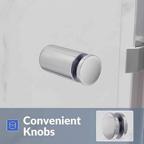 Miniatura 83 de SUNNY SHOWER Puerta de ducha semi-sin marco de 60 pulgadas de ancho x 72 pulgadas de alto, puerta de ducha de vidrio doble corredera, cabina