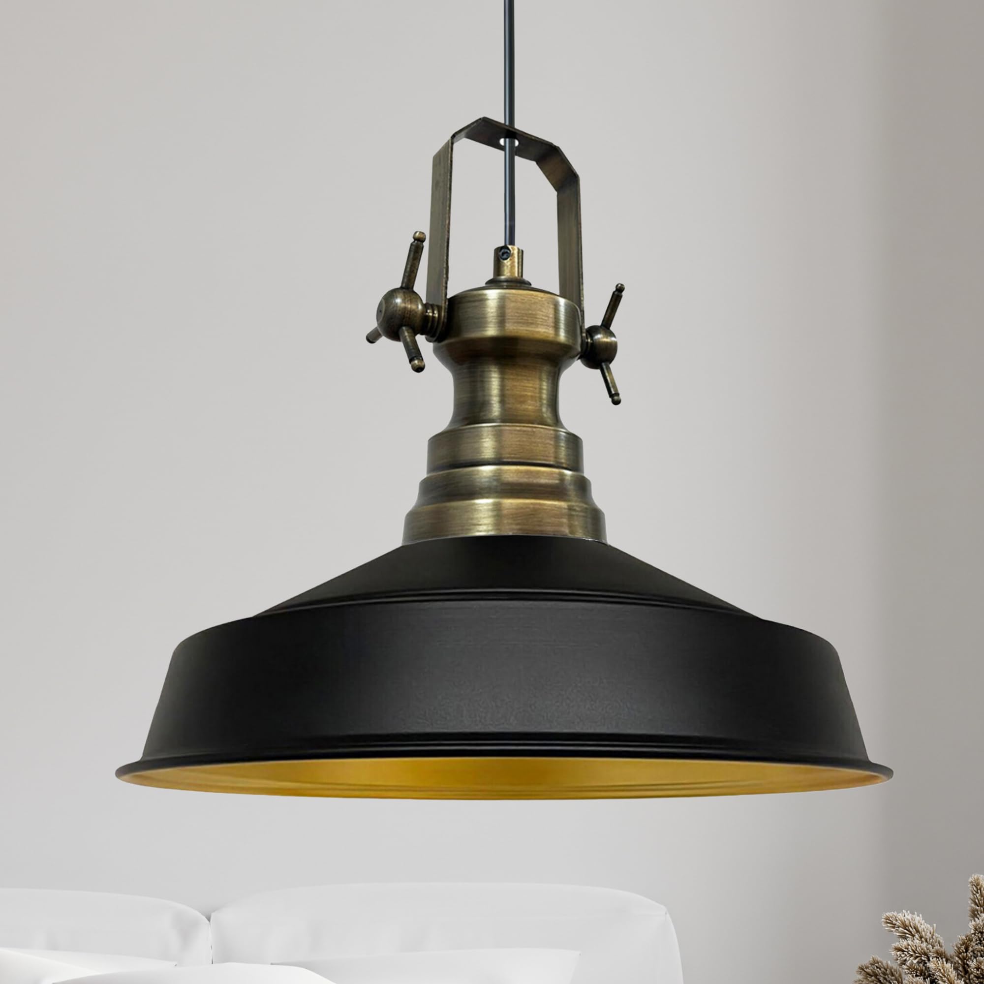 bamyum Asletl Hanging Lamp Industrial Pendant Light, 40 cm Lamp Shades, Modern Metal Kitchen Island Lights, E27 Pendant Lamp for Living Room and Dining Room, Black Pendant Light — image 1