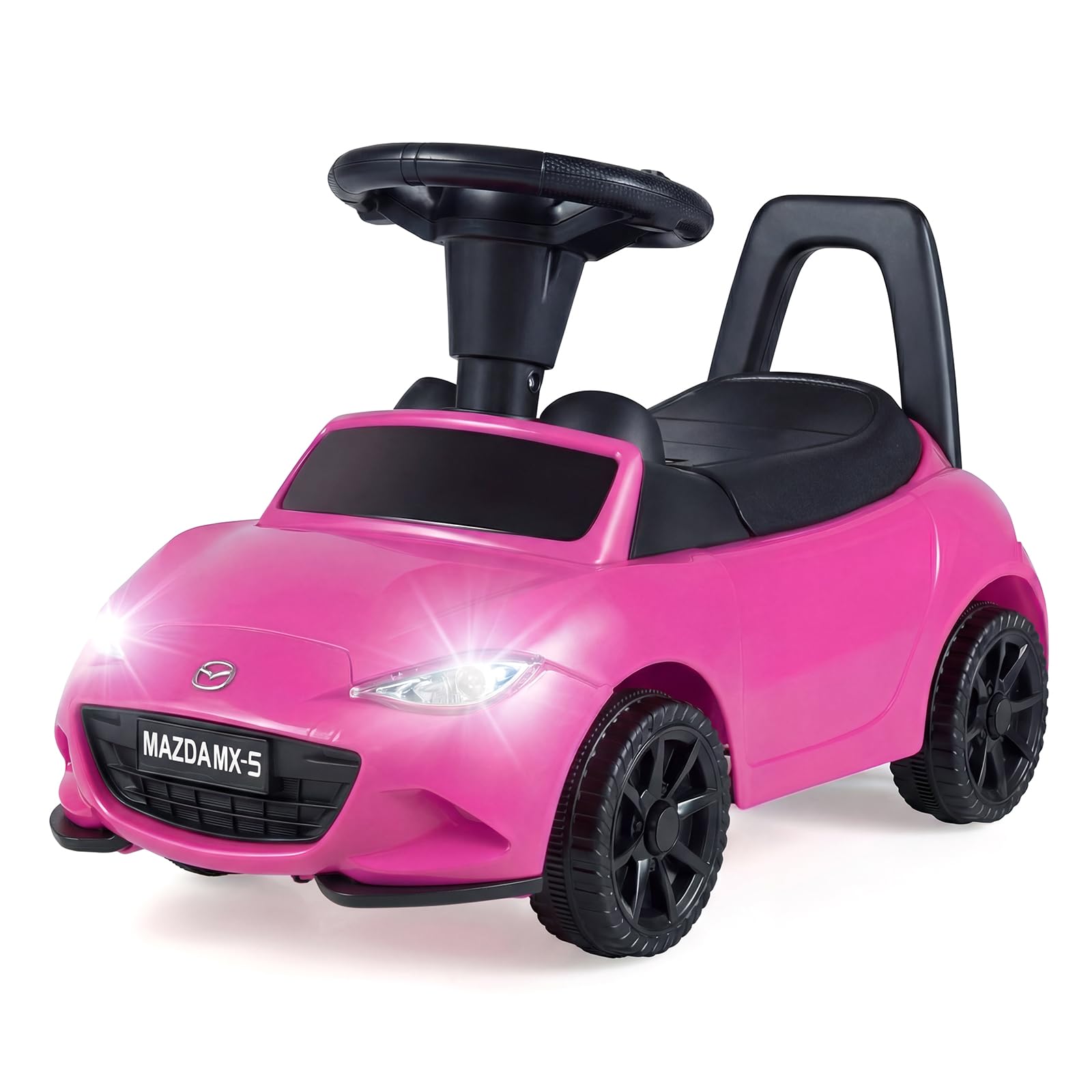 COSTWAY Ride on Car, Toddler Foot to Floor Sliding Walker with Headlights, Steering Wheel, Under-Seat Storage & Anti-over Backward Device, Push Along Car for Boys Girls 12-36 Months (Pink) — image 1