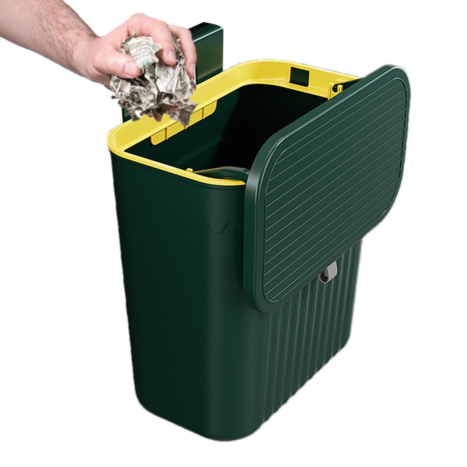 Da appendere a parete - 27 x 13 x 29 cm PP appeso | Pattumiera ermetica | per rifiuti alimentari, pattumiera senza fori per il bagno, doppio coperchio pieghevole scorrevole aperto Piano di lavoro