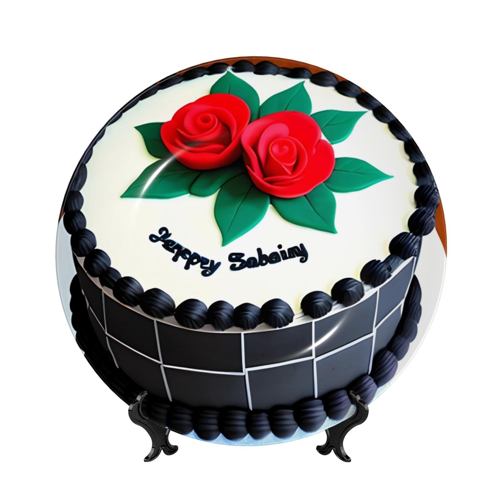 SXZVVBN Delicious cakes Bone China Decorative Plate Art with Stand Removable Adhesive Hanging for Home Office 6in（15cm）