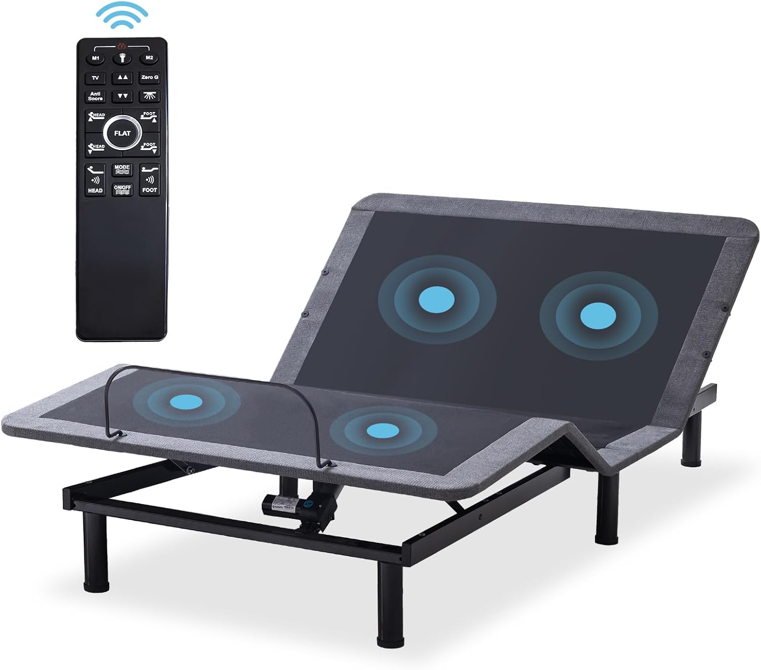 MUUEGM Adjustable Bed Frame Base Twin XL Massage,Wireless Remote Control,Ergonomic Electric Head and Foot Incline,Zero Gravity,Anti-Snore,USB Ports,Easy Assembly,Under-Bed Nightlight,Memory Pre-Sets