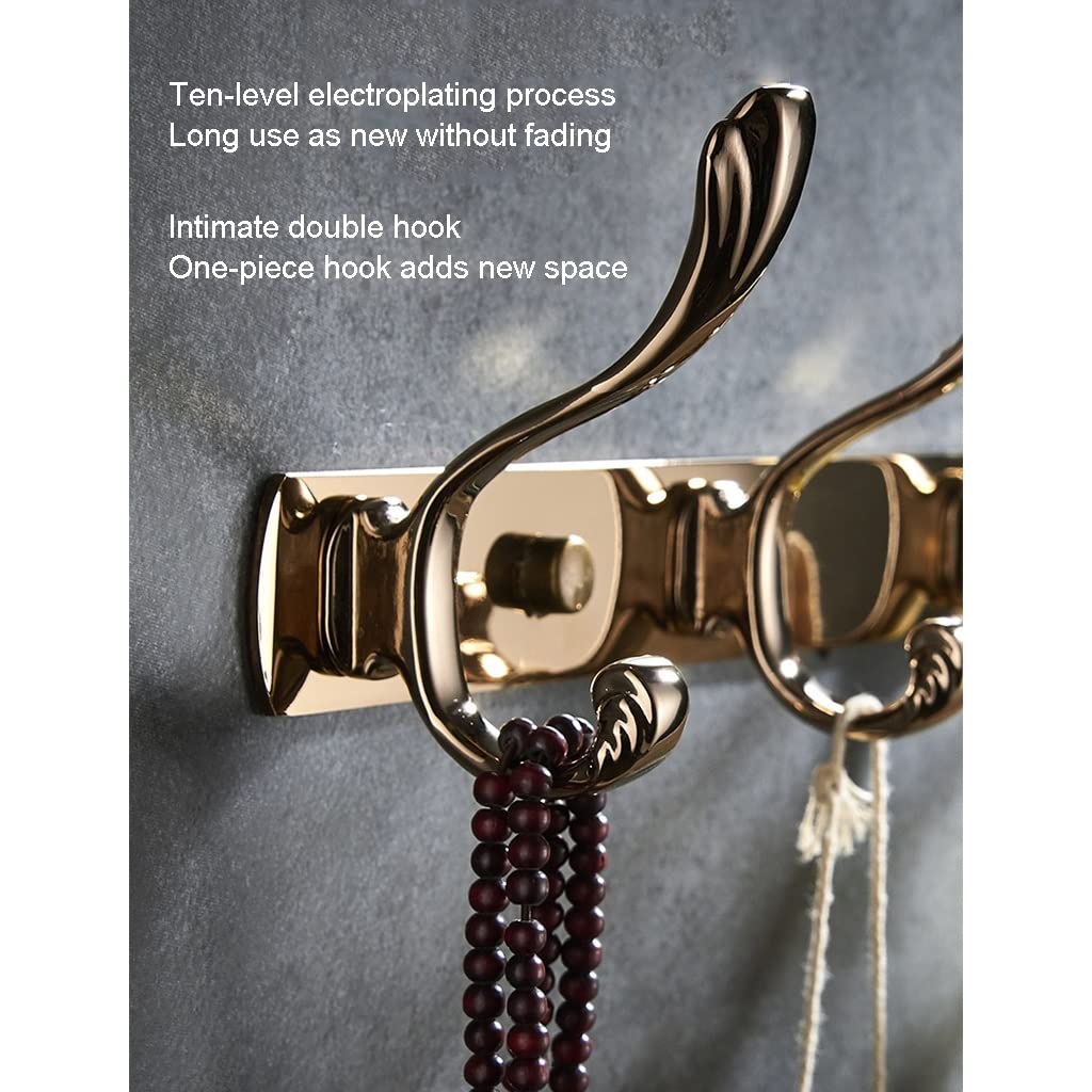 Kleiderhaken Wandgarderobe, Edelstahl Kleiderhakenschiene for Mantel, Hut, Handtuch, Roben, multifunktionaler Kleiderhaken Badezimmer (Color : Rose Gold, Size : 6 Hooks)