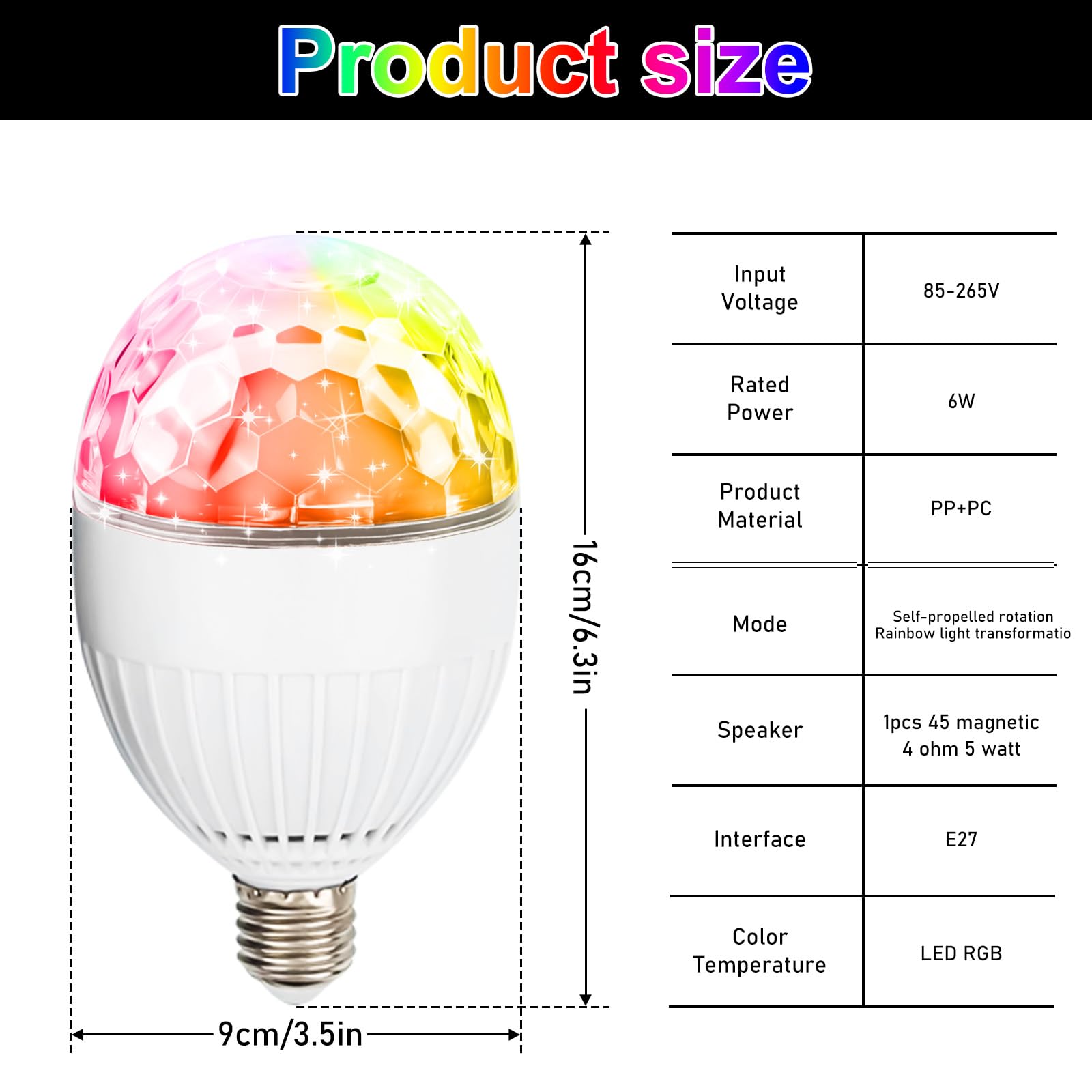 Leikurvo 2x Bolas de Discoteca LED RGB E27 de 5W, Bombilla Discoteca Giratoria de 360°, Luz LED para Fiestas con Control Remoto, Fuente de Luz para Decoración de Fiestas de Cumpleaños