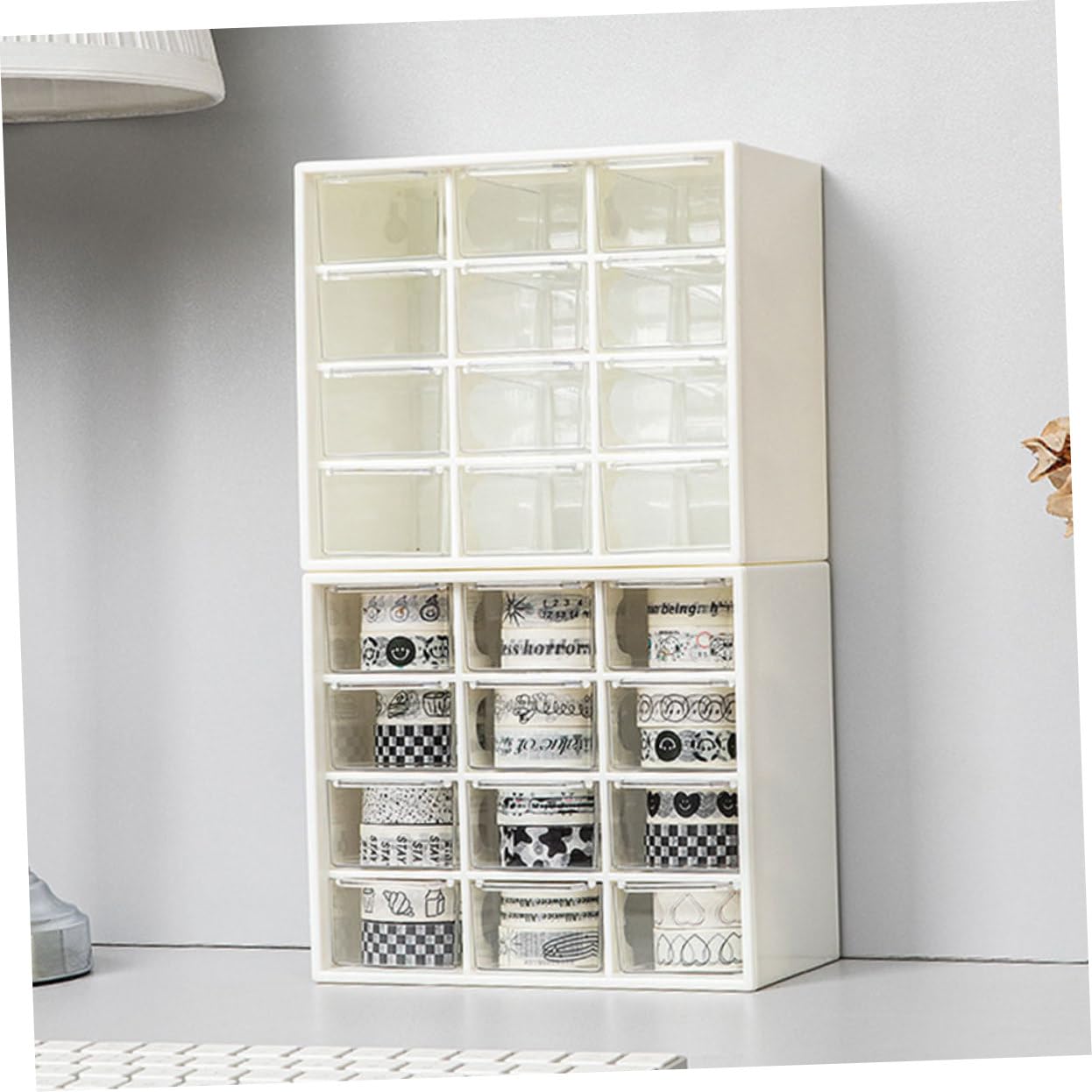 HOMSFOU Organizer per Scrivania Contenitore Portaoggetti in Plastica Organizer per Cosmetici e Cancelleria