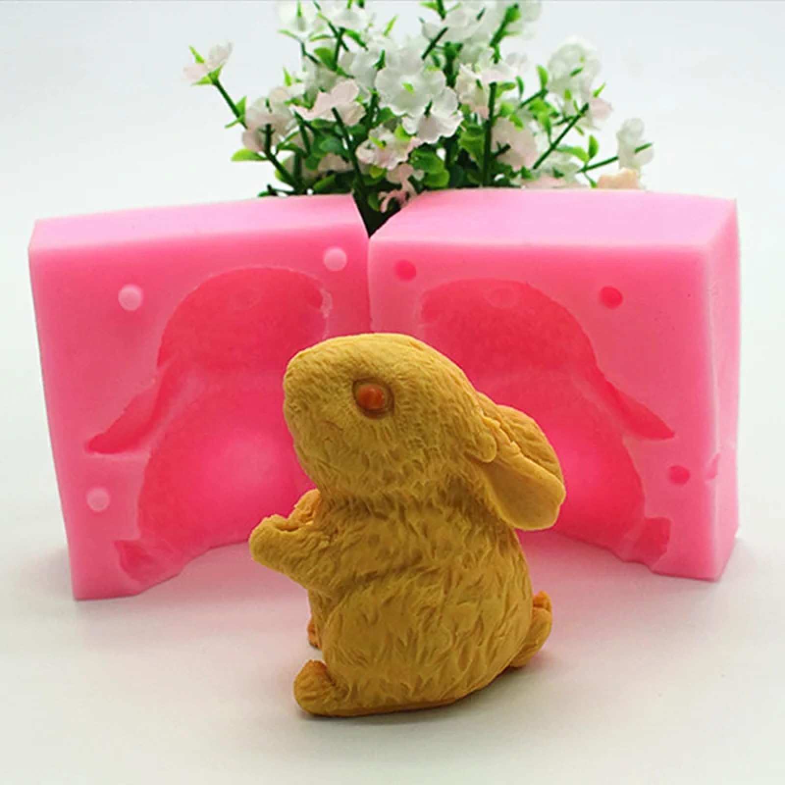 Moldes de silicona para manualidades, molde para tartas, 8 x 7,5 cm, molde de silicona con forma de conejo en 3D, molde de resina para decoración de postres
