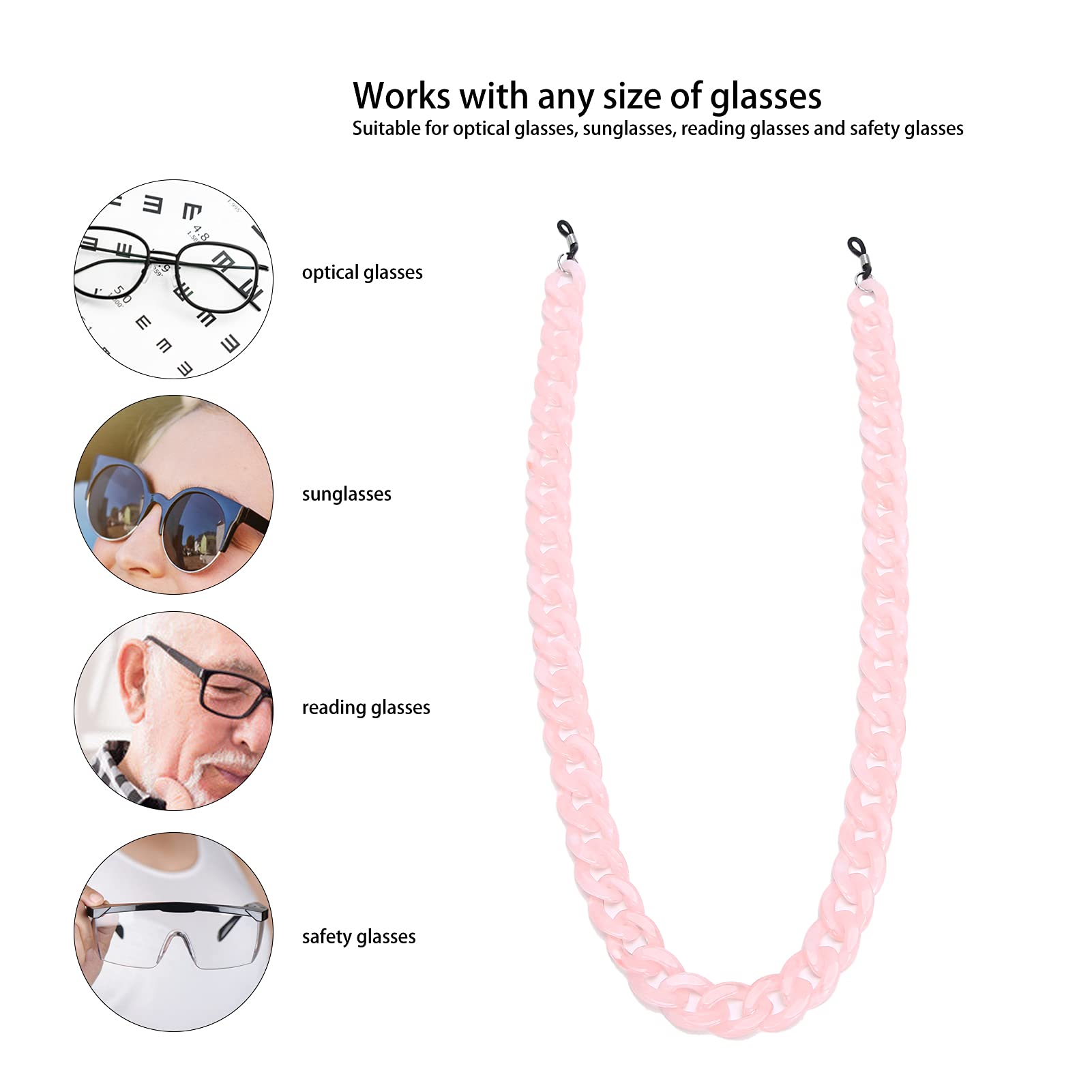 Simple Anti-Slip Glasses Chains for Sunglasses and Reading Glasses Acrylic Pink Lanyard Accessories, Pink 2001 - Image 4