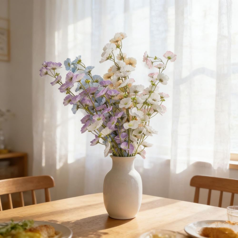 LIJUCAI 5 Pieces Artificial Wildflower Stems Multicolor Faux Flowers for Home Decor Wedding Centerpieces Vase Arrangements,A