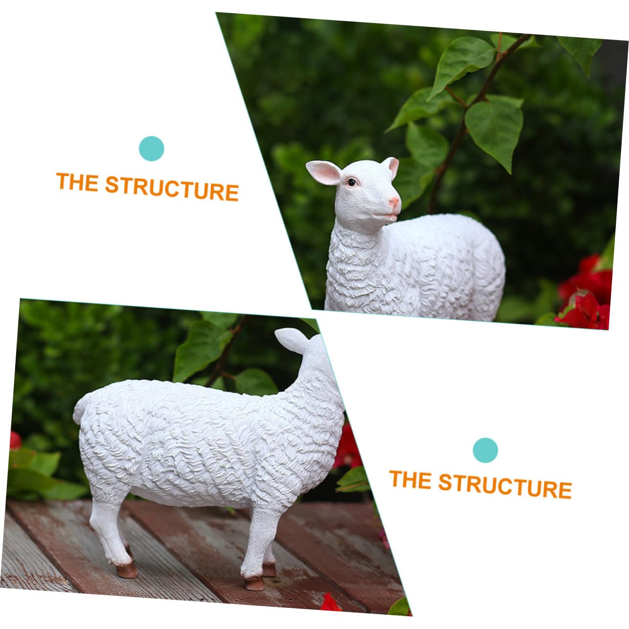 VICASKY Lebensechte Garten Schaf Statue aus Resin Wetterfeste Dekofigur für Draußen und Drinnen Niedliche Lamm Skulptur Leicht und Detailreich für Gartenliebhaber