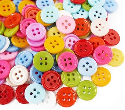 BaoQiu Plastic Resin Buttons 200 Pcs 1/2 Inch Four Holes Assorted Colors