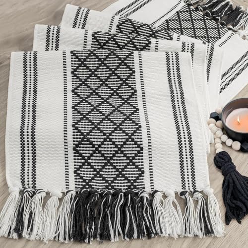 yuboo Black and White Table Runner Farmhouse Style, Modern Long Geometric Woven Coffee Table Runner 72 Inches Long, Dresser Runners for Bedroom, Dining Room, Kitchen, Gothic Table Decor by yuboo - Used condition - Image 2