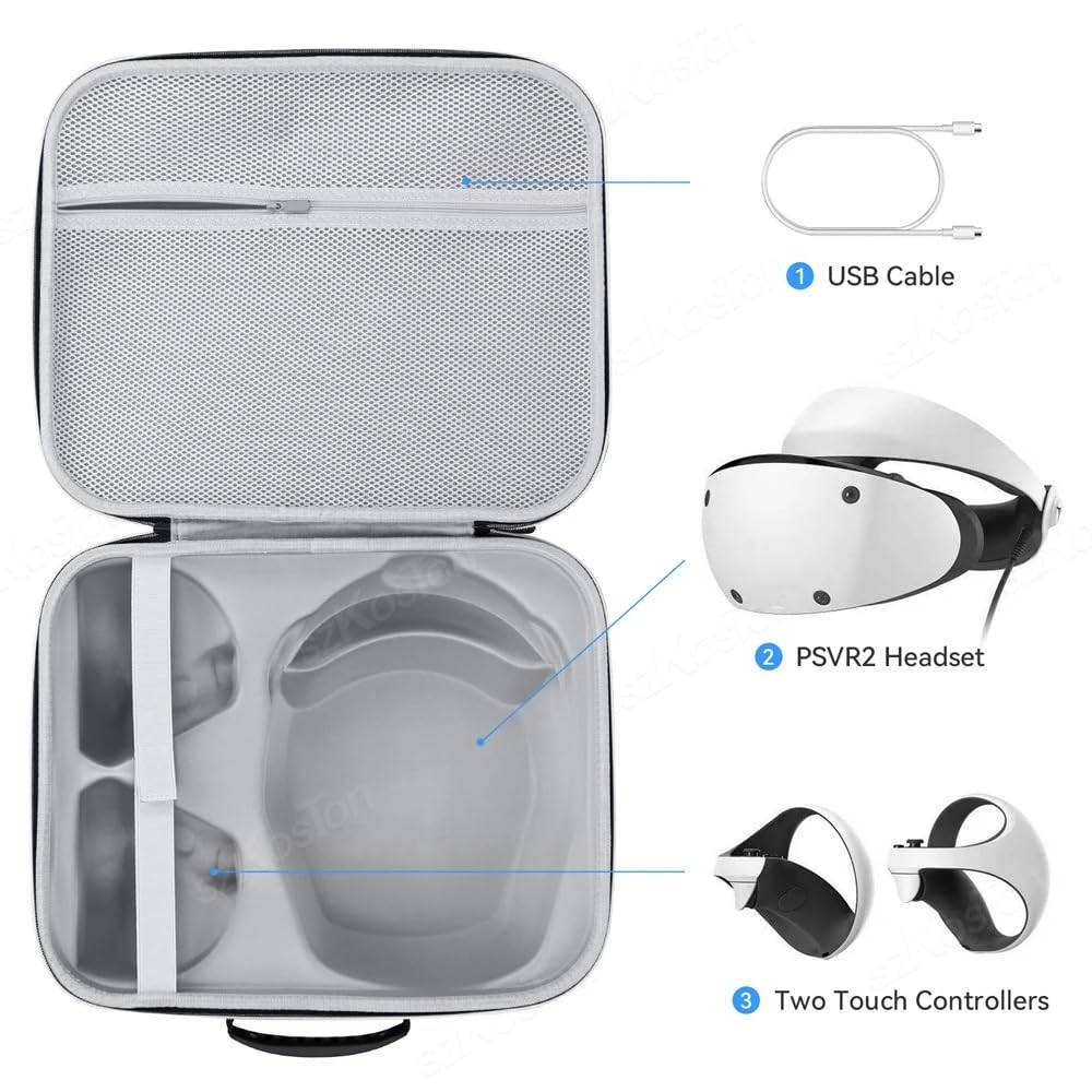PSS PSVR2 Carrying Case, Storage Bag Travel Bag for PSVR2 Controller and Headset, Carrying Bag for PSVR 2,Lightweight Travel Storage Bag Compatible with PS VR2 (PS5 Accessories)