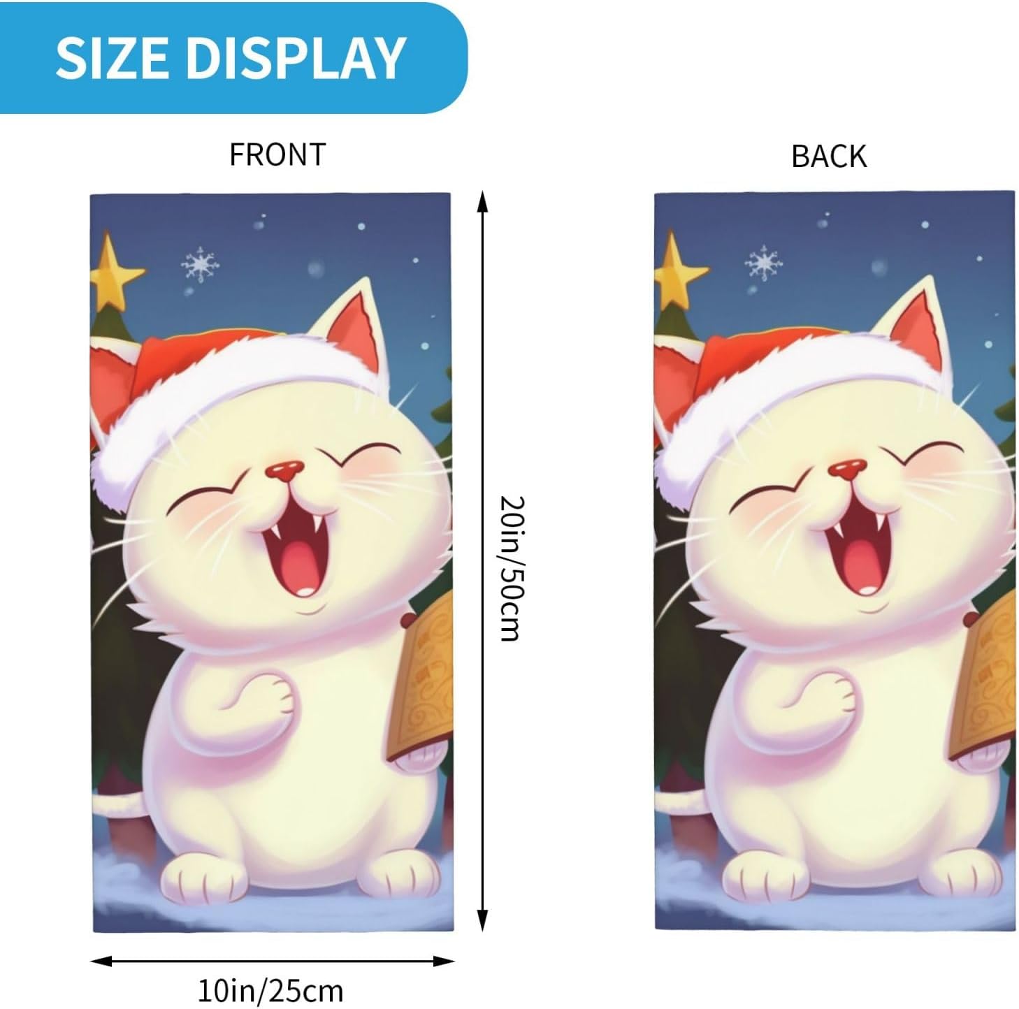 Cute Cat Sing Christmas Carols Neck Gaiter UV Sun Protection Face Mask Scarf Cooling Breathable Face Cover for Men Women Elastic Balaclavas Versatile Bandana, Sun & Wind-proof for Skiing Hiking